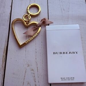 Burberry Gold Heart Key Holder with Tan Bow